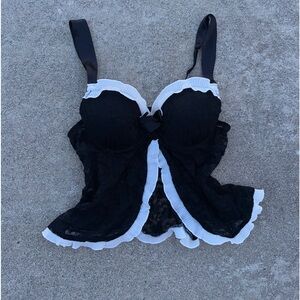 Black & white lingerie top